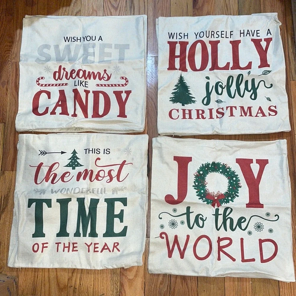 4 Piece Farmhouse Pillow Covers Holiday  Christmas pillow covers  18x18